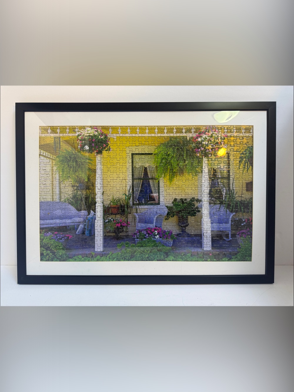 Framed Porch Garden Puzzle Art - Yellow & Green